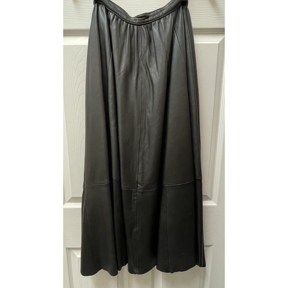 Vintage German Size 36 (4) Black Leather Maxi Pieced Circle Skirt